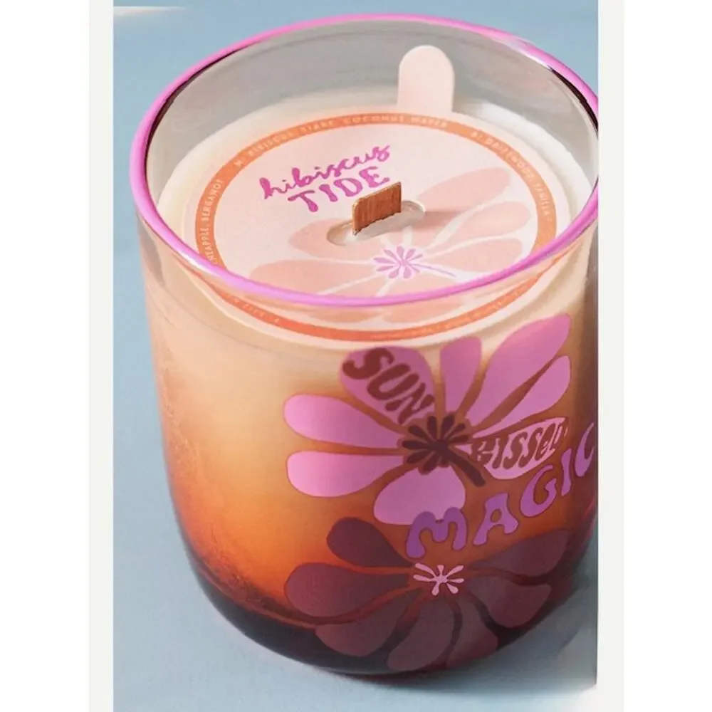 Sun-Kissed Magic Floral Hibiscus Tide Glass Candle